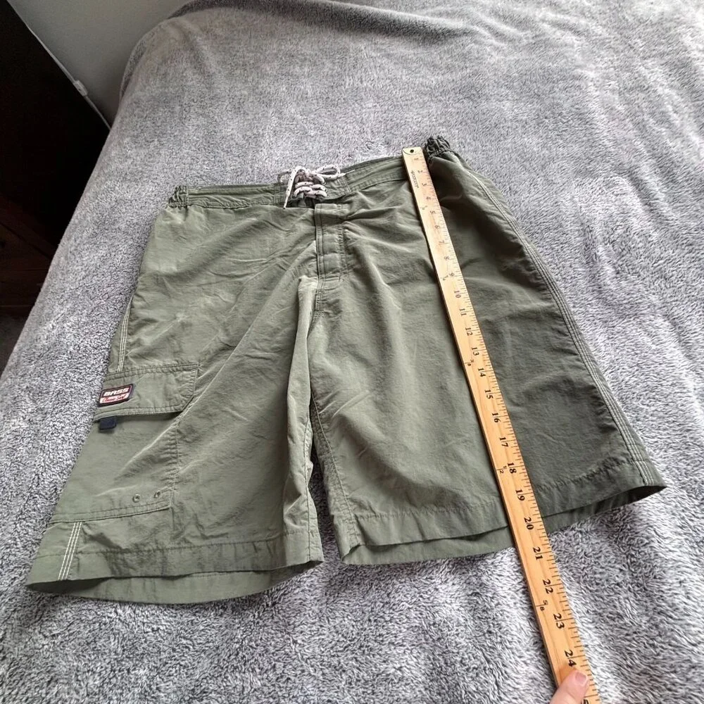 Bass Mens Board Shorts Large Surf Green Classic Cargo‎ Y2K Nylon Gorpcore 18204x